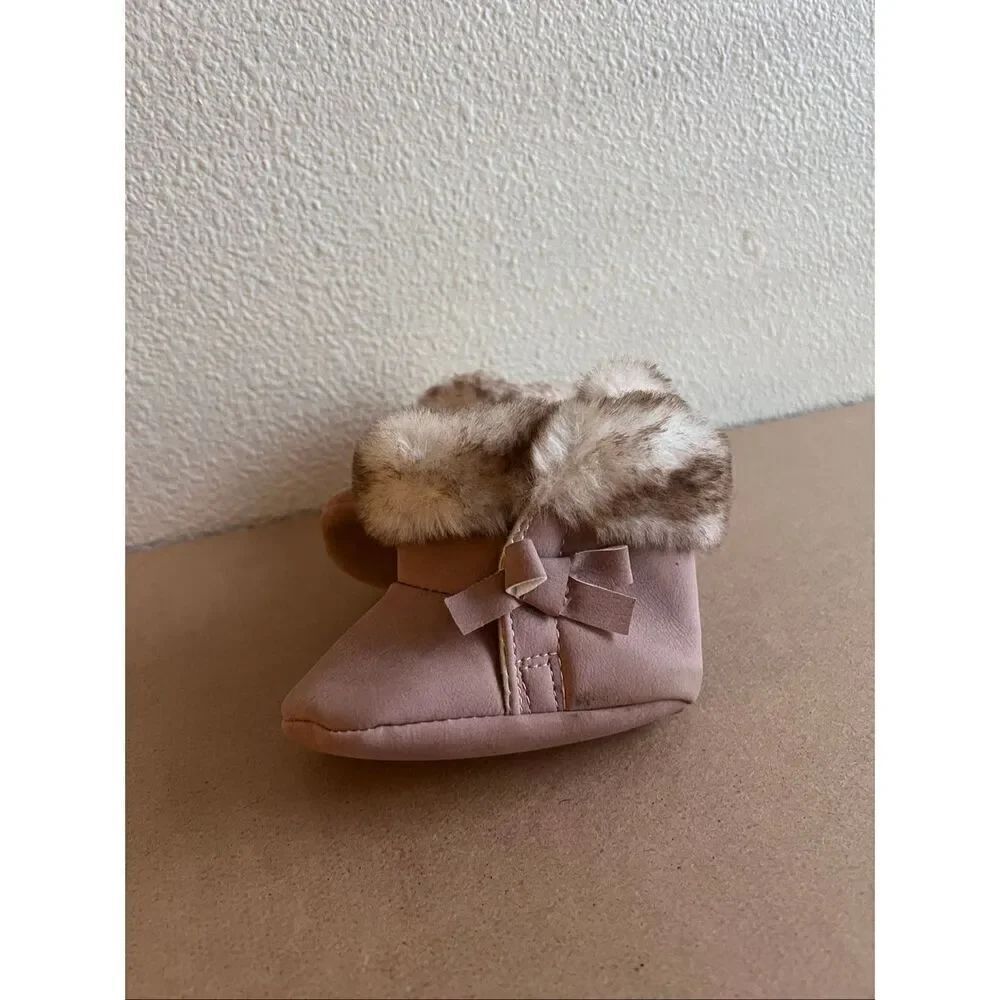 Carters Child Of Mine Carter's Pink Bow Baby Boots 0-3 Months